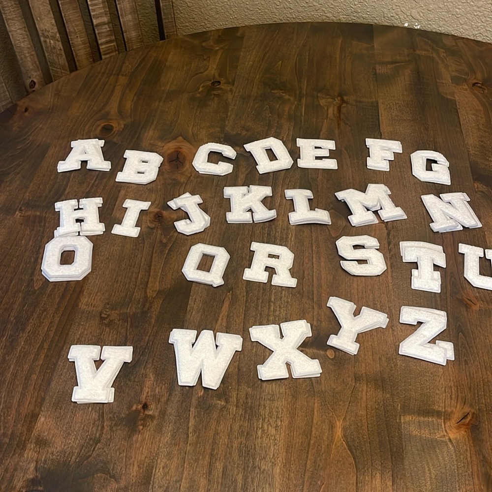 3” Solid White Varsity Chenille Letter Patches